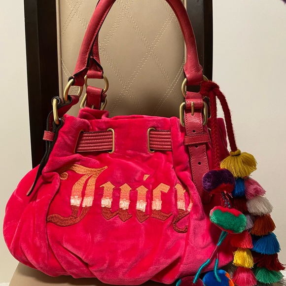 Juicy Couture Handbags - Juicy Couture Pink Velour Hobo Vintage Handbag